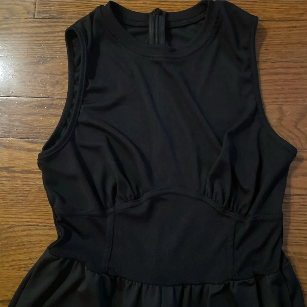 Corset Seam Ribbed Sleeveless Black Jumpsuit